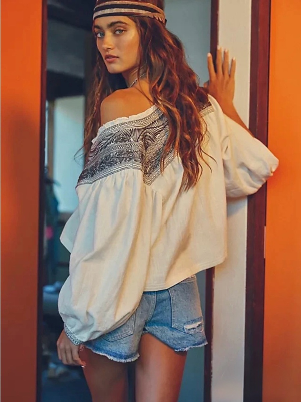 FREE PEOPLE Iggie Embroidered Crop Top Ivory Boho Festival Blouse Size XS NWT - Picture 2 of 7
